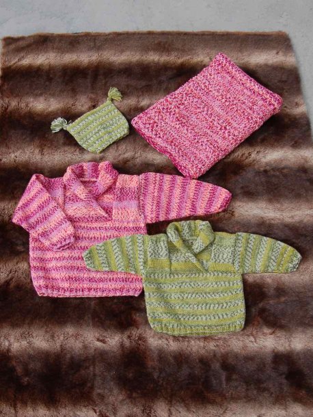 Sjalhalstrøje, hat og tæppe