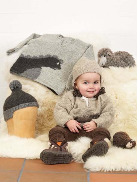 Sweater med Dino og huer