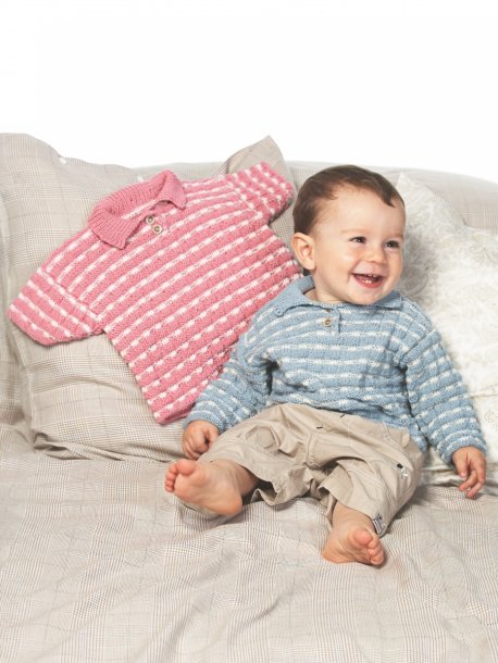 Stribet sweater med lange eller korte ærmer