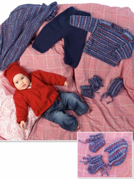 Almindeligt strikket babysæt