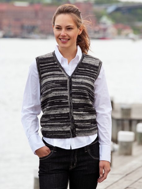 Ensfarvet slipover og vest