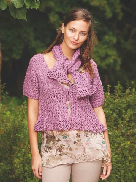 Dame cardigan og tørklæde