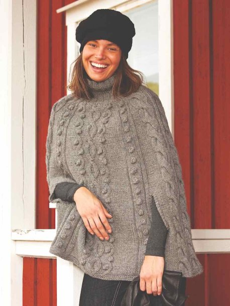 Mønstret strikket poncho