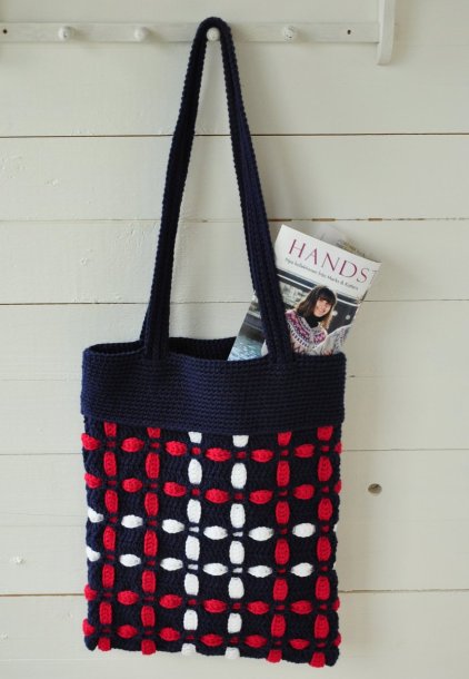 Hæklet taske, håndklæde og grydelapp