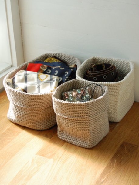 Hæklede kurve i 3-trådet garn