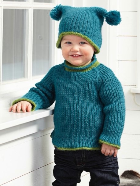 Ribbet cardigan og sweater og hue