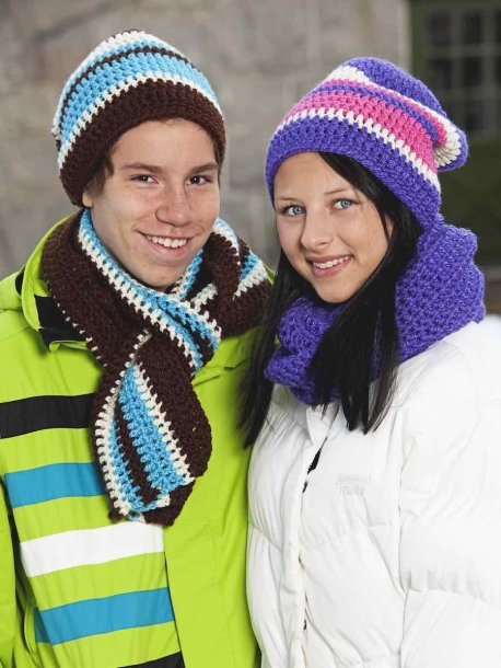 Hæklet hue, tørklæde og tørklædepolo