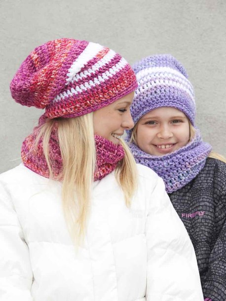 Hæklet hue og tørklæde polo