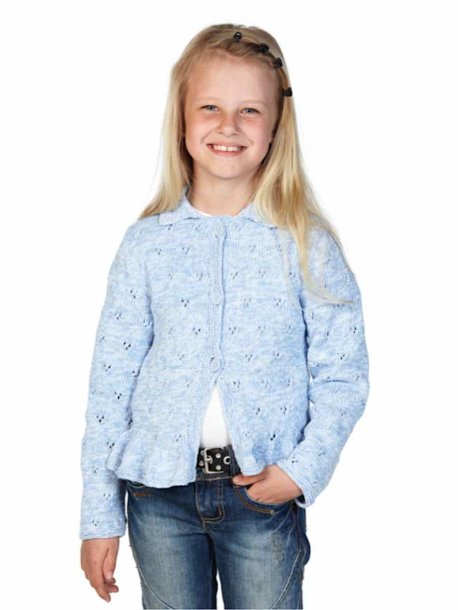 Cardigan med hulmønster og flæsekant