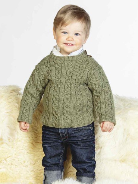 Cardigan og sweater med fletmønster