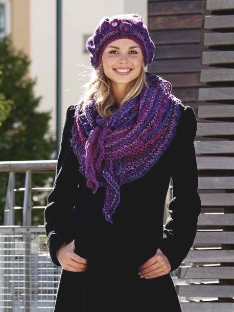 Hæklet baret og sjal