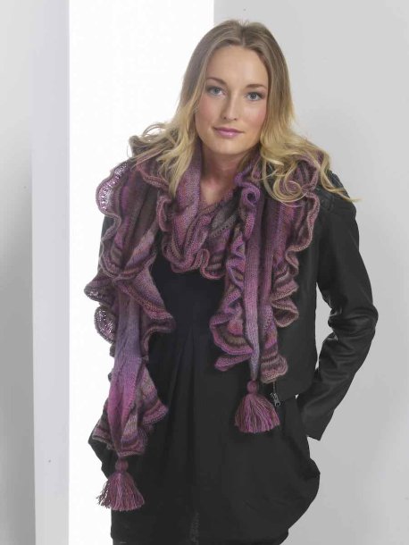 Strikket tørklæde med flæse