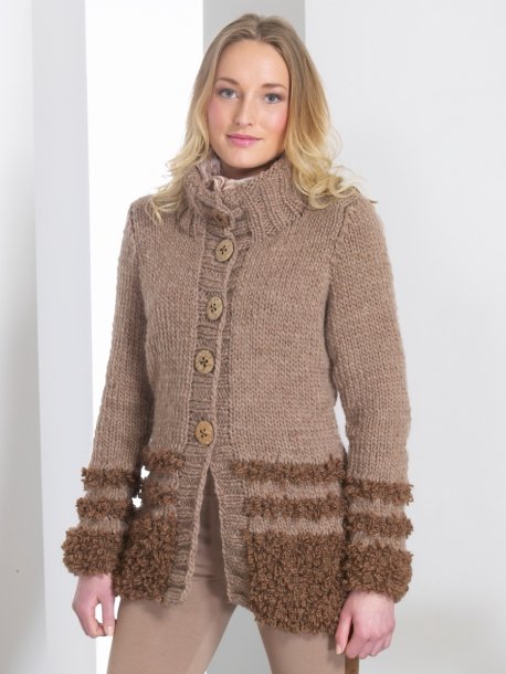 Cardigan med pelsstriber