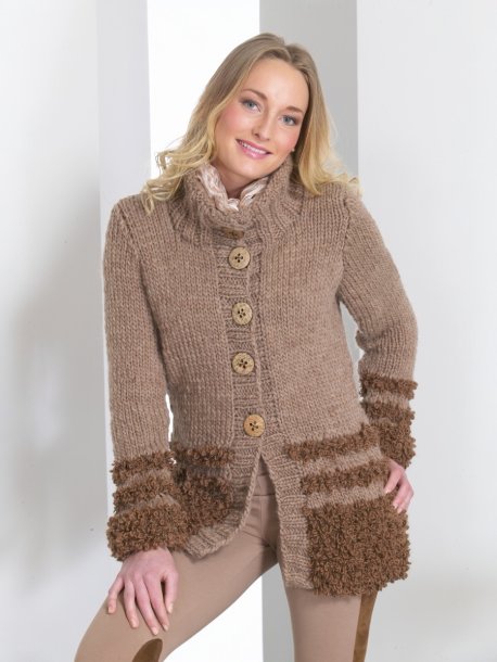 Cardigan med pelsstriber