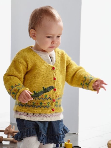 Cardigan med mønstret kant