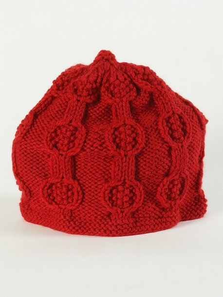 Strikket hue, halstørklæde, taske og tehætte