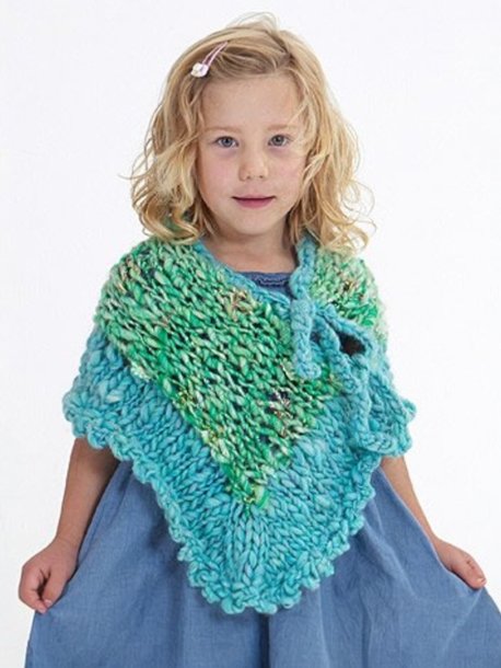 Strikket poncho og hue