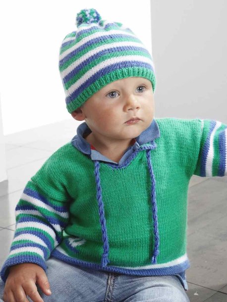 Tröja med segelbåt och mössa