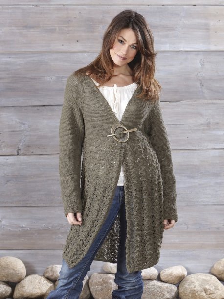 Mønstret lang cardigan