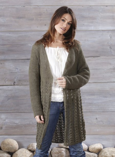 Mönsterstickad långkofta