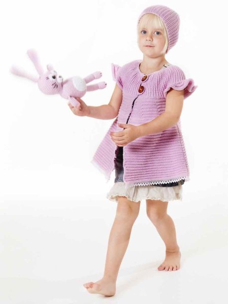 Strikket frakke/kappe og hue