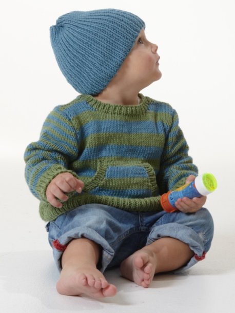 Strikket sweater og hue