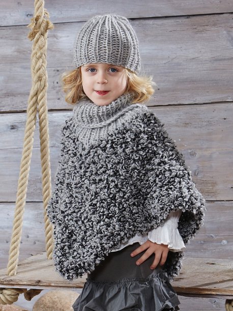 Børneponcho og hue