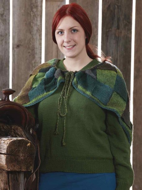 Mosstrikket flettet sjal