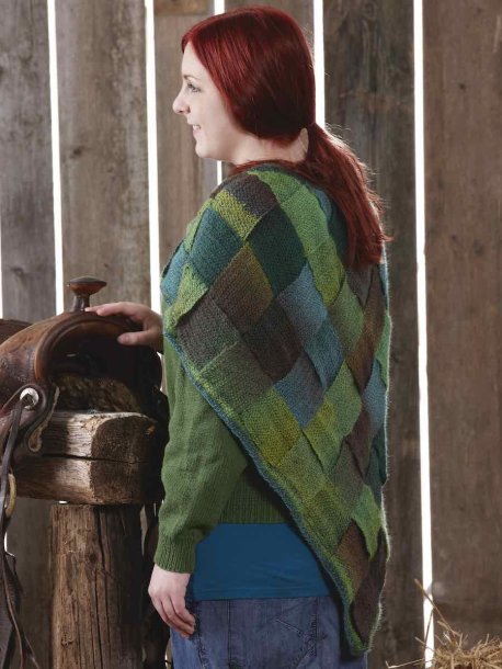 Mosstrikket flettet sjal