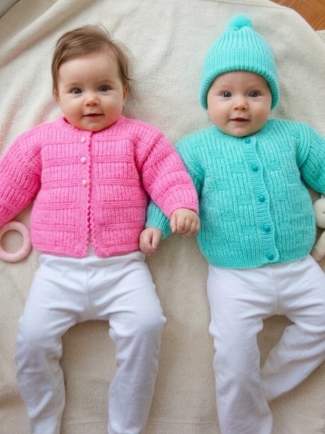 Børnecardigans med huer