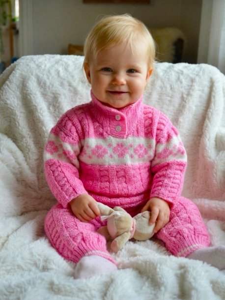 Sweater med mønstret kant