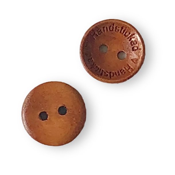 Knapp Handstickad Cognac Trä 15mm