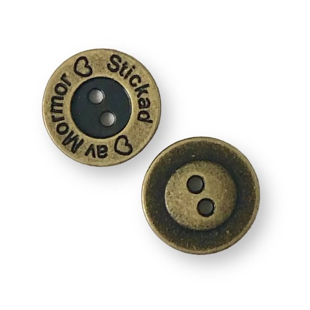 Knap strikket af bedstemor Antik Messing Metal 15mm