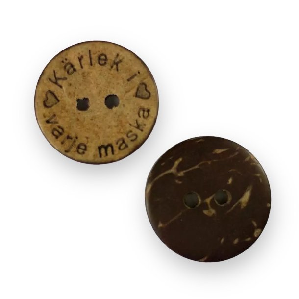 Knap Kærlighed i hver søm Kokosnød 16mm