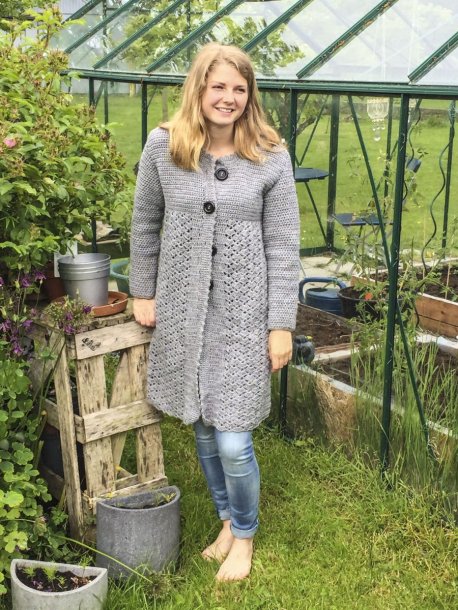 Hæklet lang cardigan