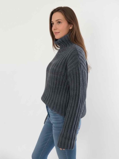 Oversized sweater med polokrave