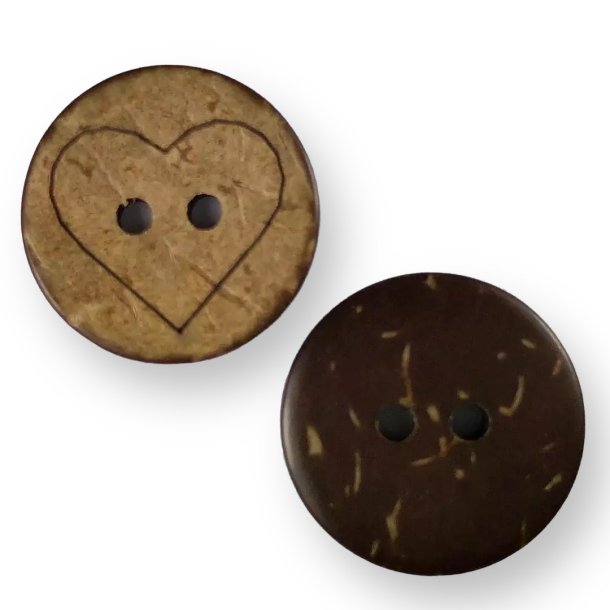 Knap Hjerte Kokosnød 18mm