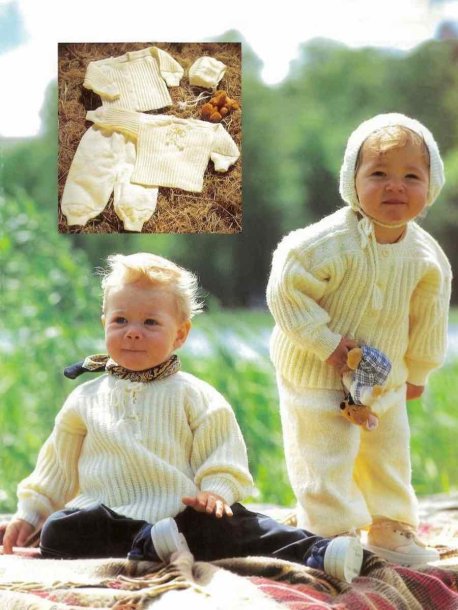 Jumper, cardigan, bukser og hat