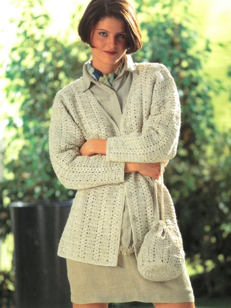 Hæklet cardigan og taske