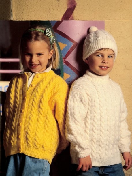 Sweater, cardigan og hue