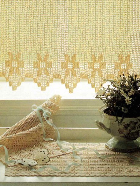 gardinkappa, löpare och brickduk