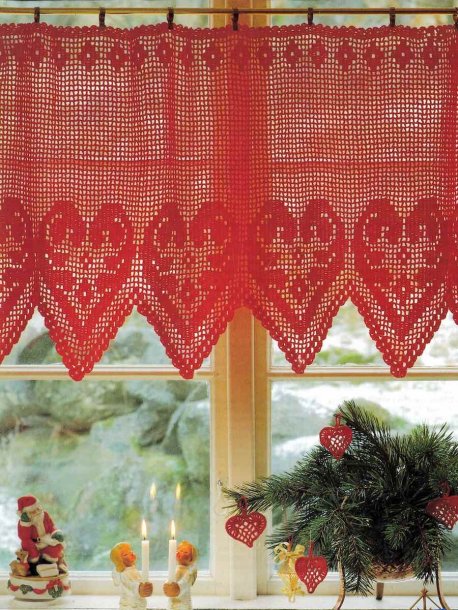 Gardinkappa med hjärtan