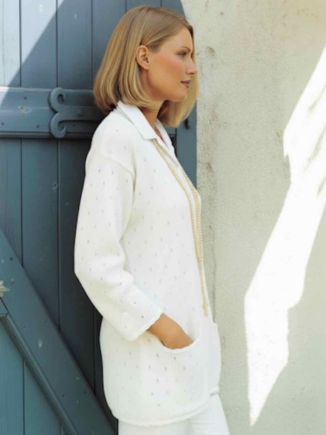 Lang sweater med v-hals og lommer