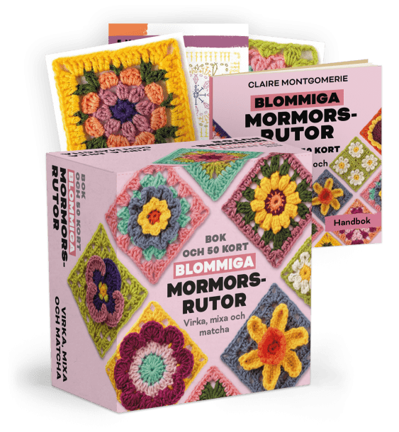 Titel Blommiga mormorsrutor - Bok och 50 kort: Virka, mixa och matcha