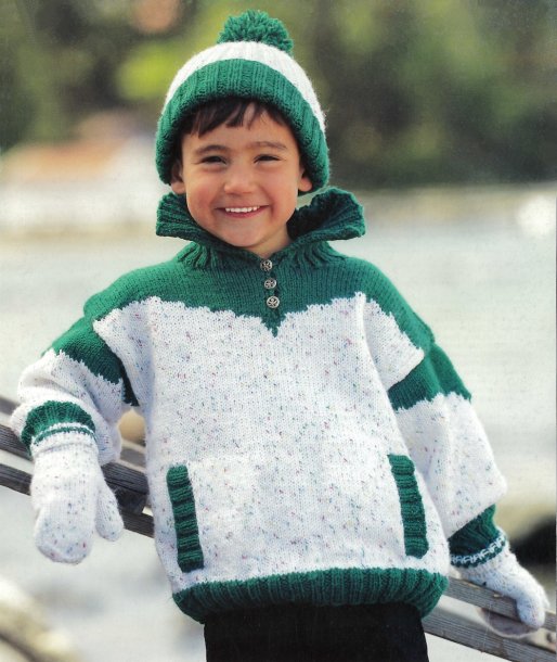 Barntröja, mössa och vantar