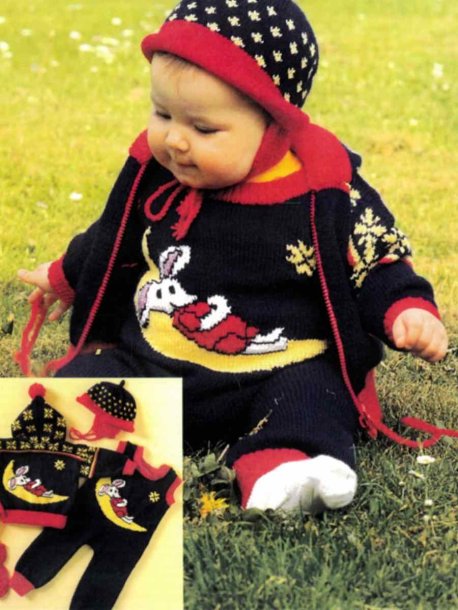 Babyjakke, bukser, hue, hjelm og vanter